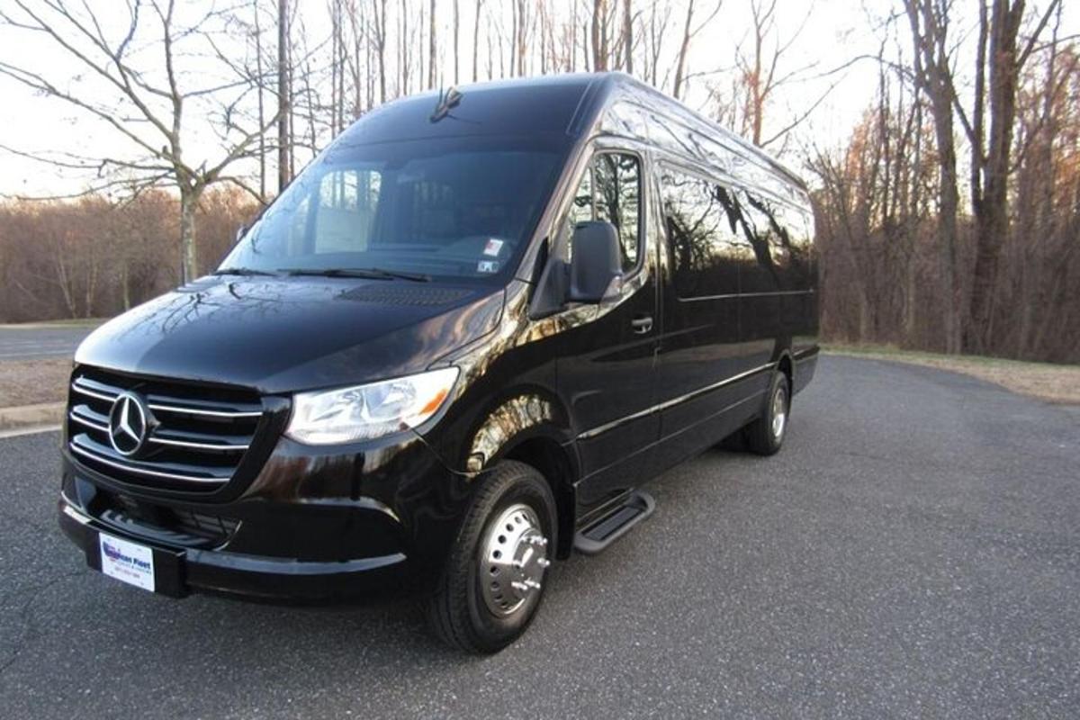a black van parked in a parking lot