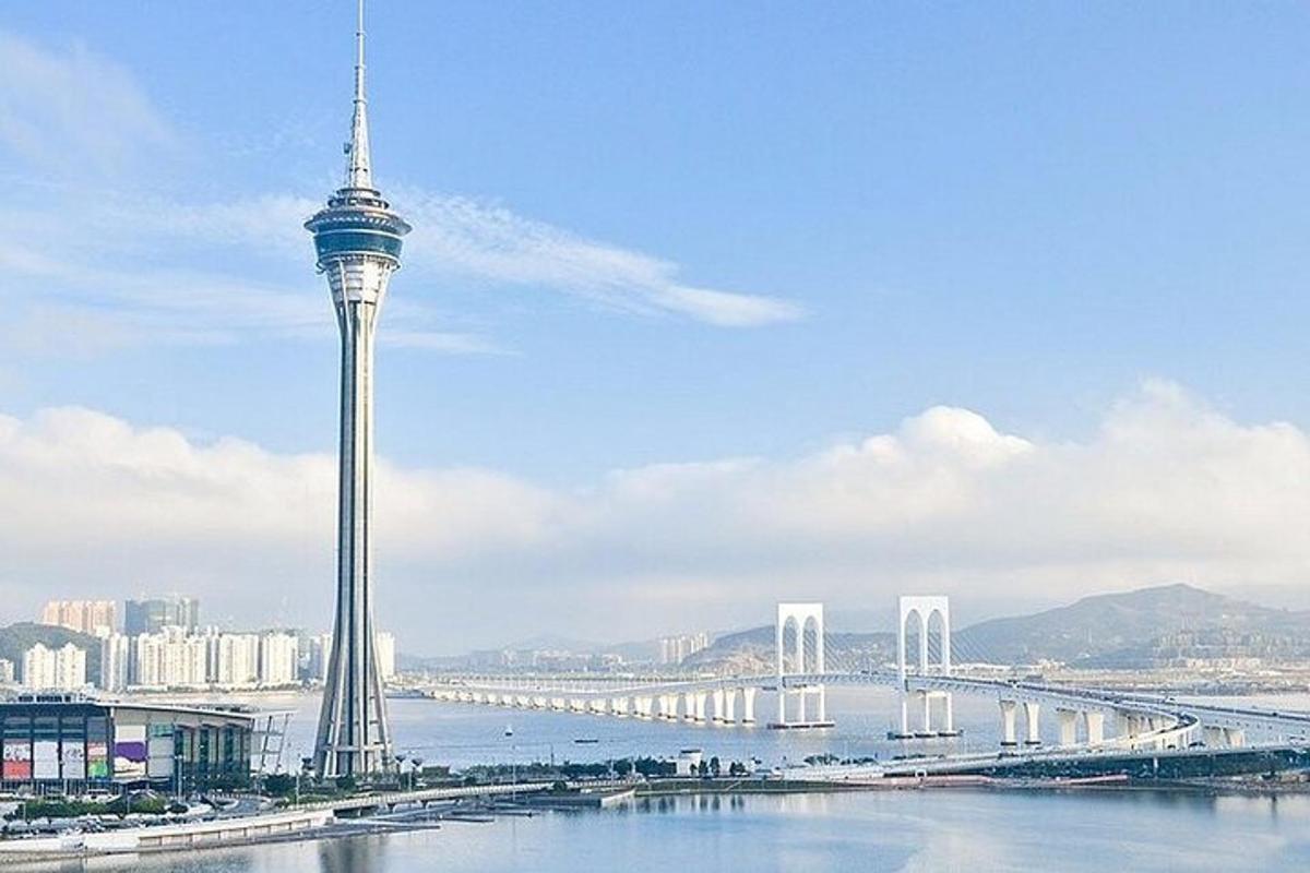 a view of the seoul tower and a bridge