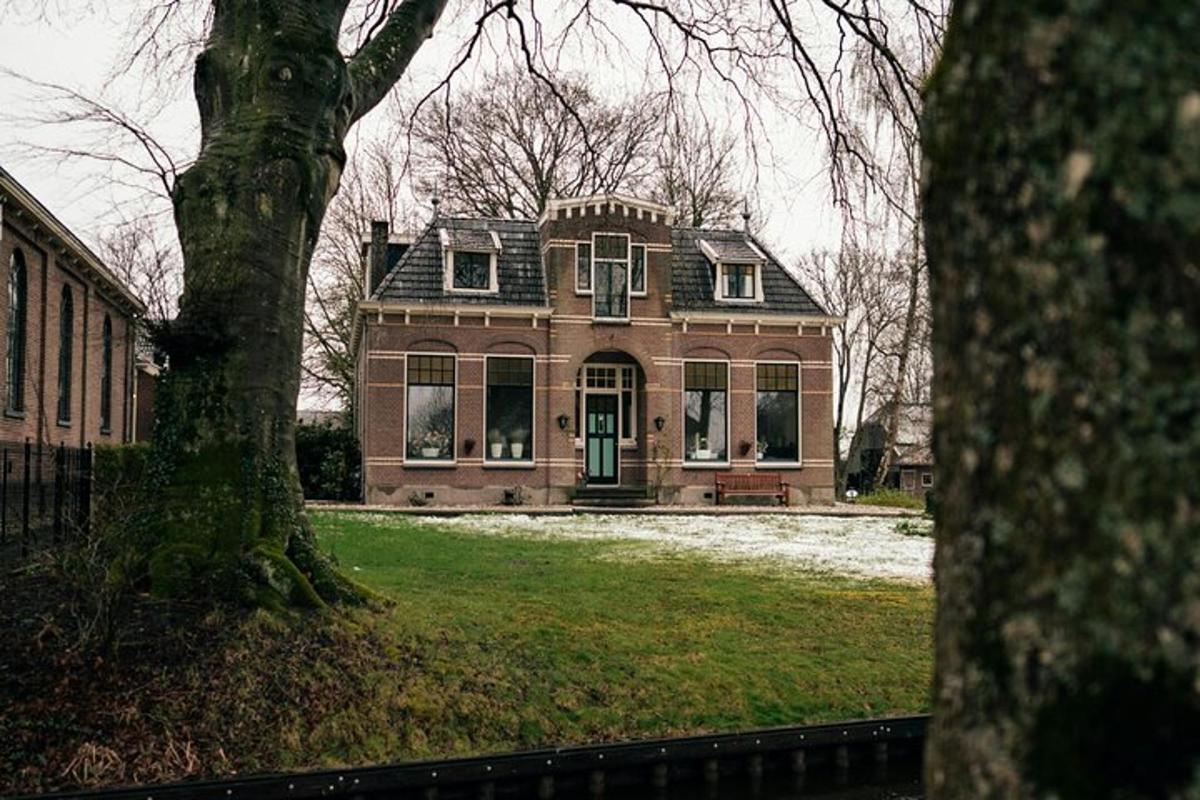 uma casa grande com uma árvore na frente