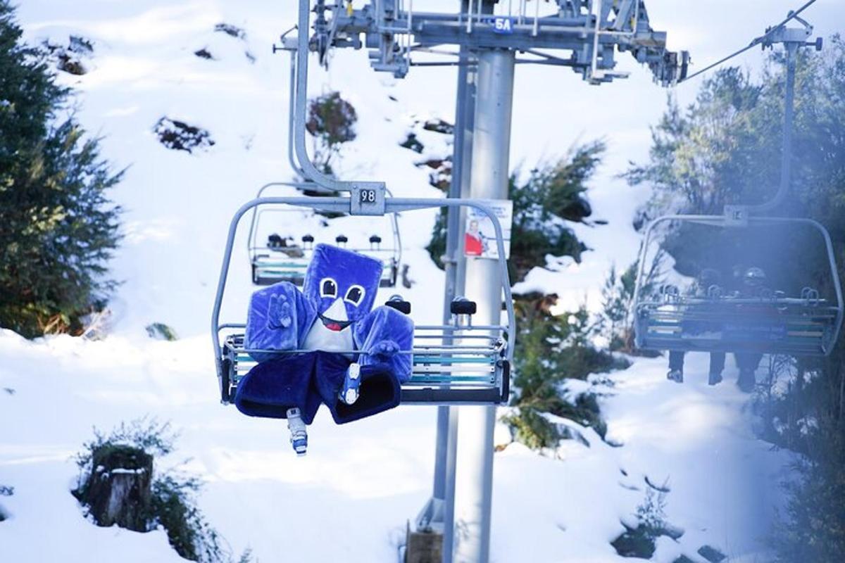 una persona sta salendo su uno skilift sulla neve