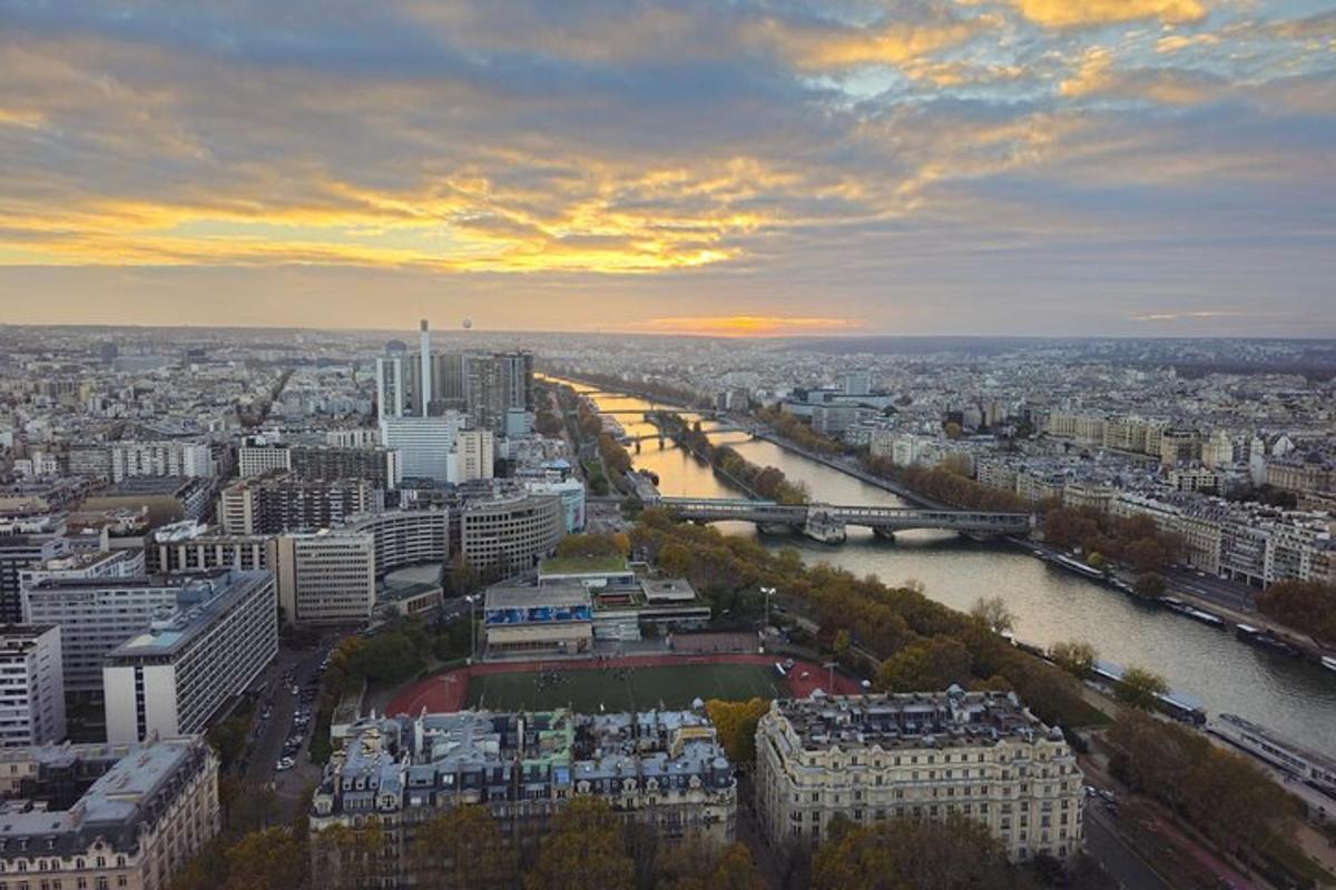 a view of a city with a river and buildings