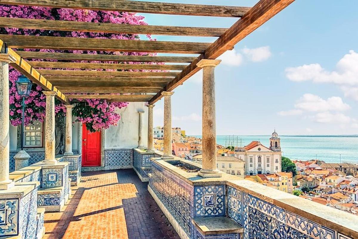 a balcony with a view of a city