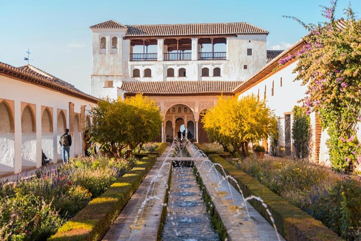 a view of a garden in front of a building