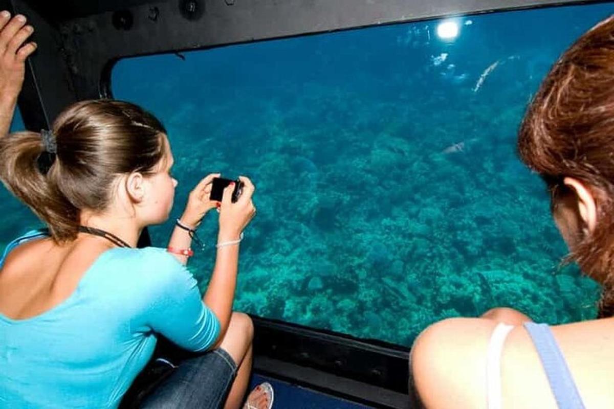žena fotí ryby v oceánu