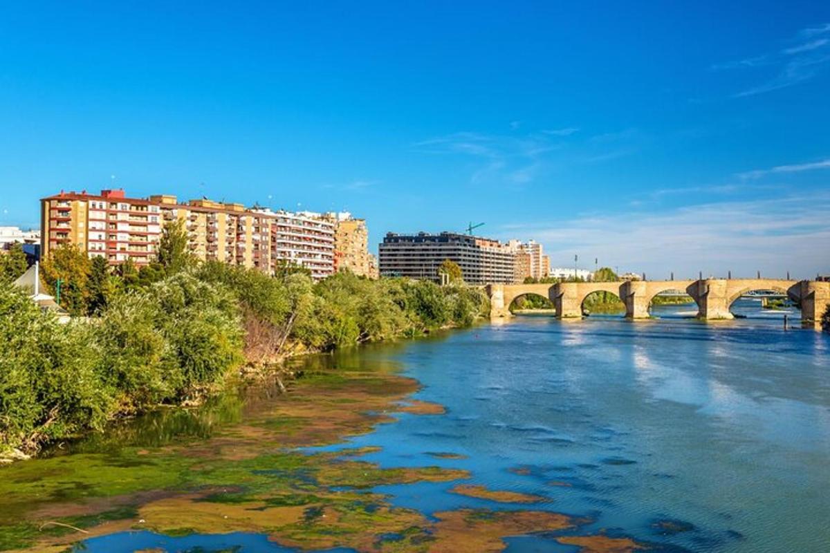 a bridge over a river in a city with buildings