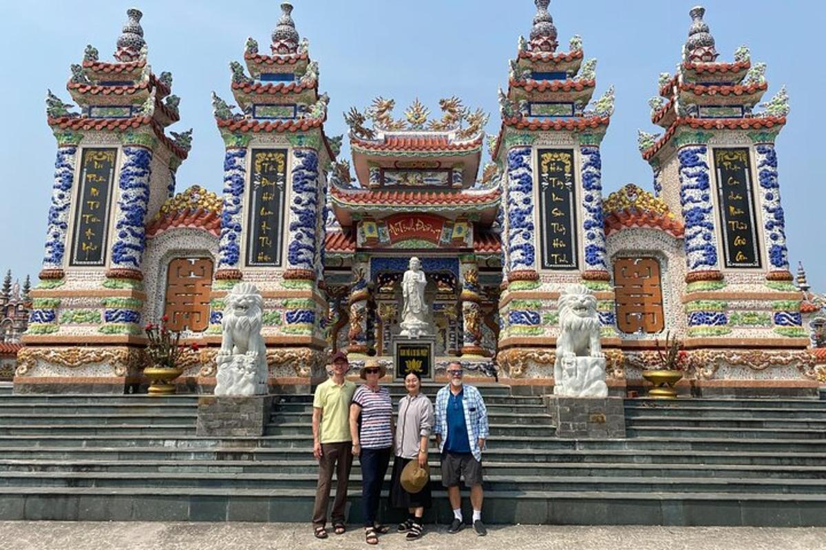 a group of people standing in front of a building