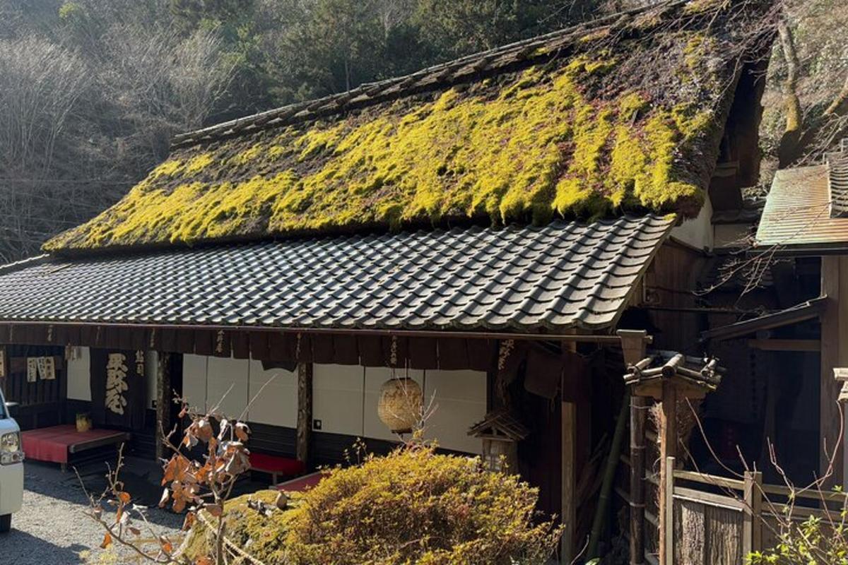 un edificio con il tetto coperto di muschio