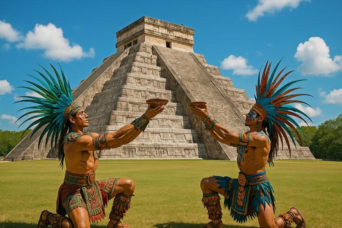 dva kipa muškaraca ispred piramide