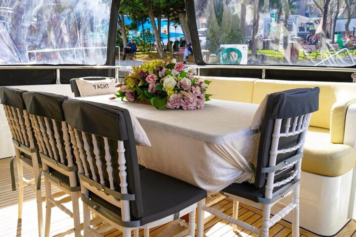 a table with a vase of flowers on it
