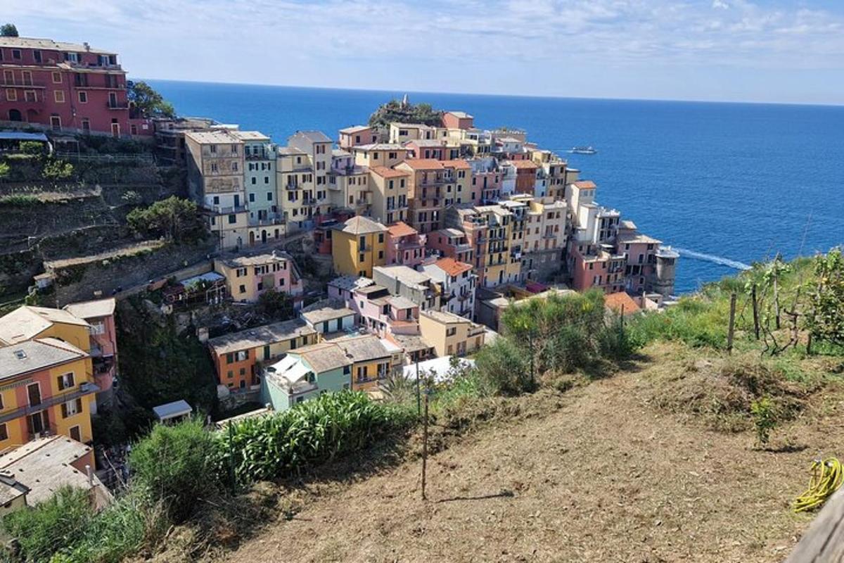 un gruppo di edifici su una collina vicino all'oceano