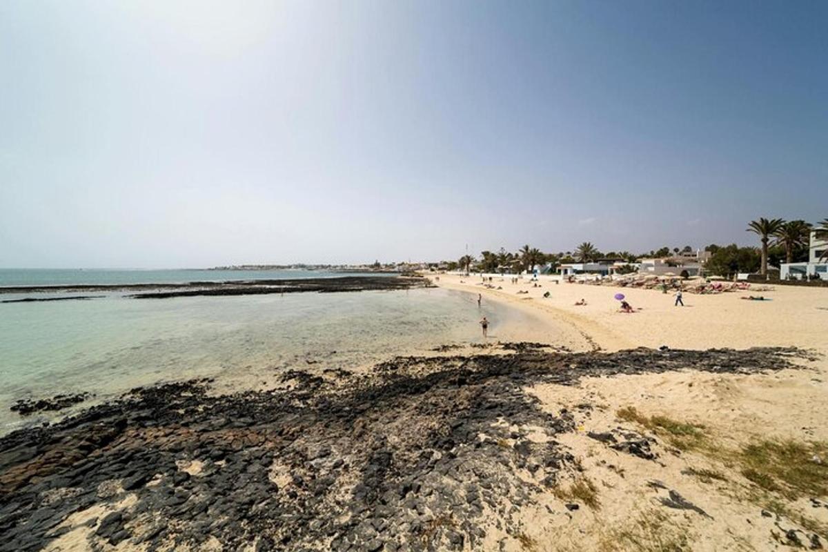 a beach with a bunch of people in the water
