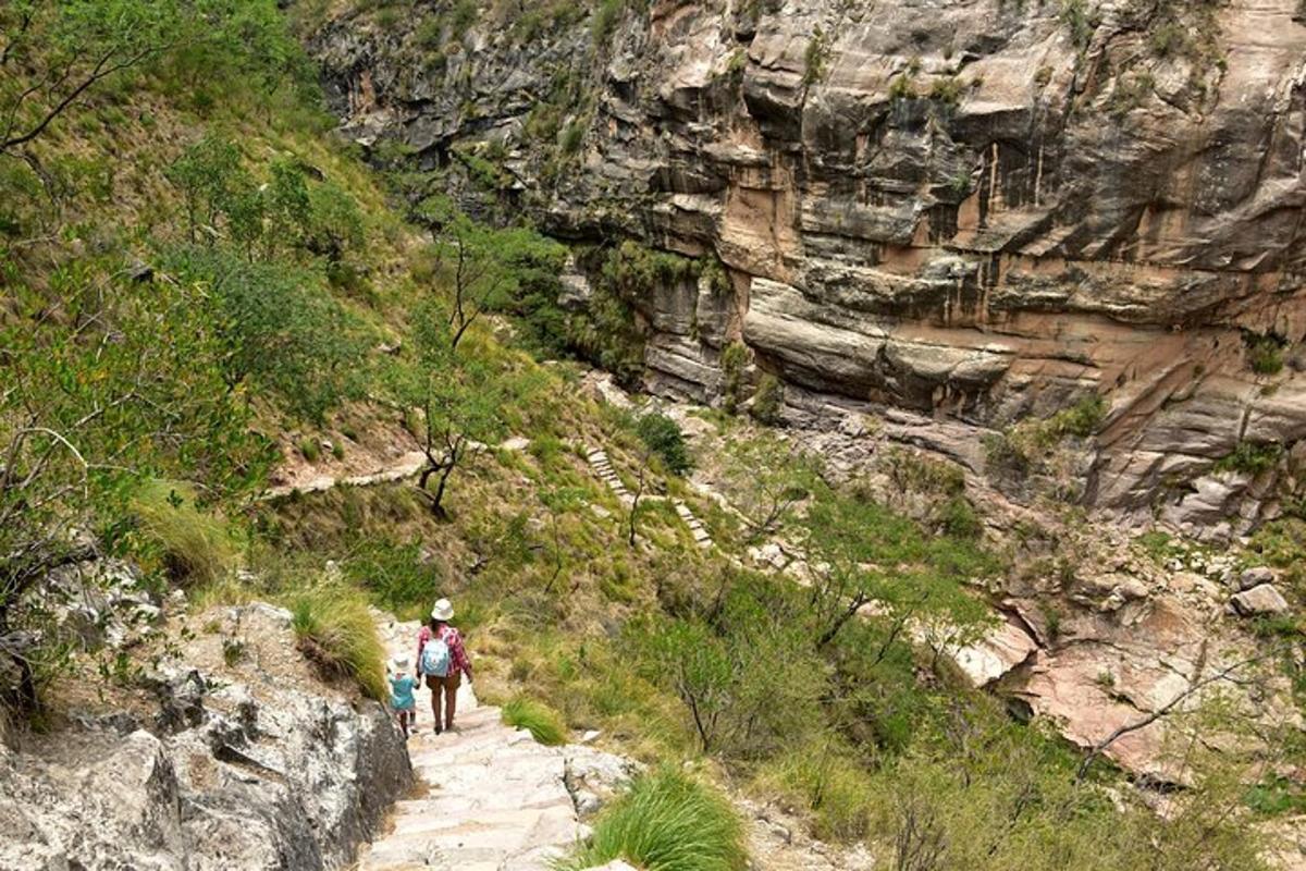 un grupo de personas caminando por un sendero de montaña
