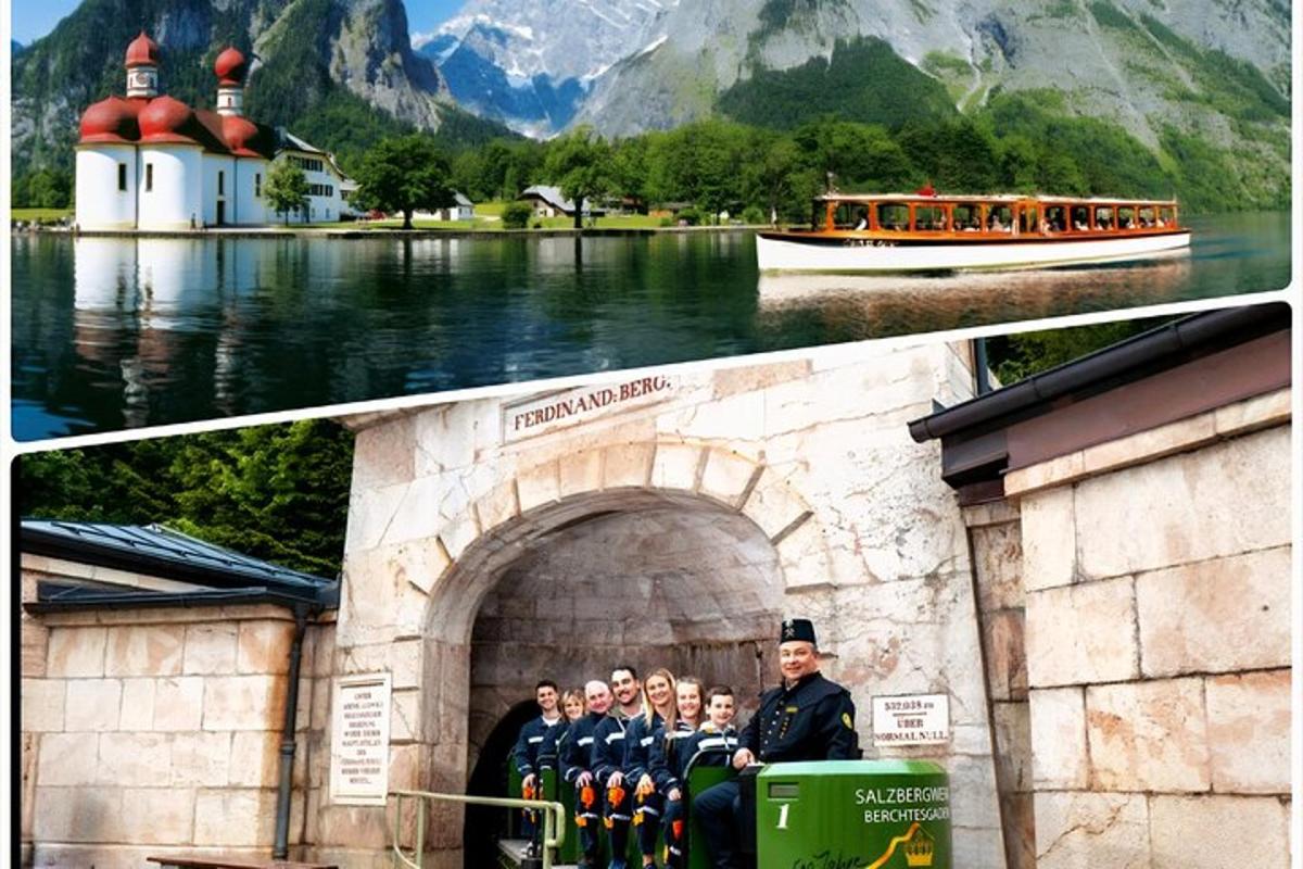 a collage of two pictures of a boat in a bridge