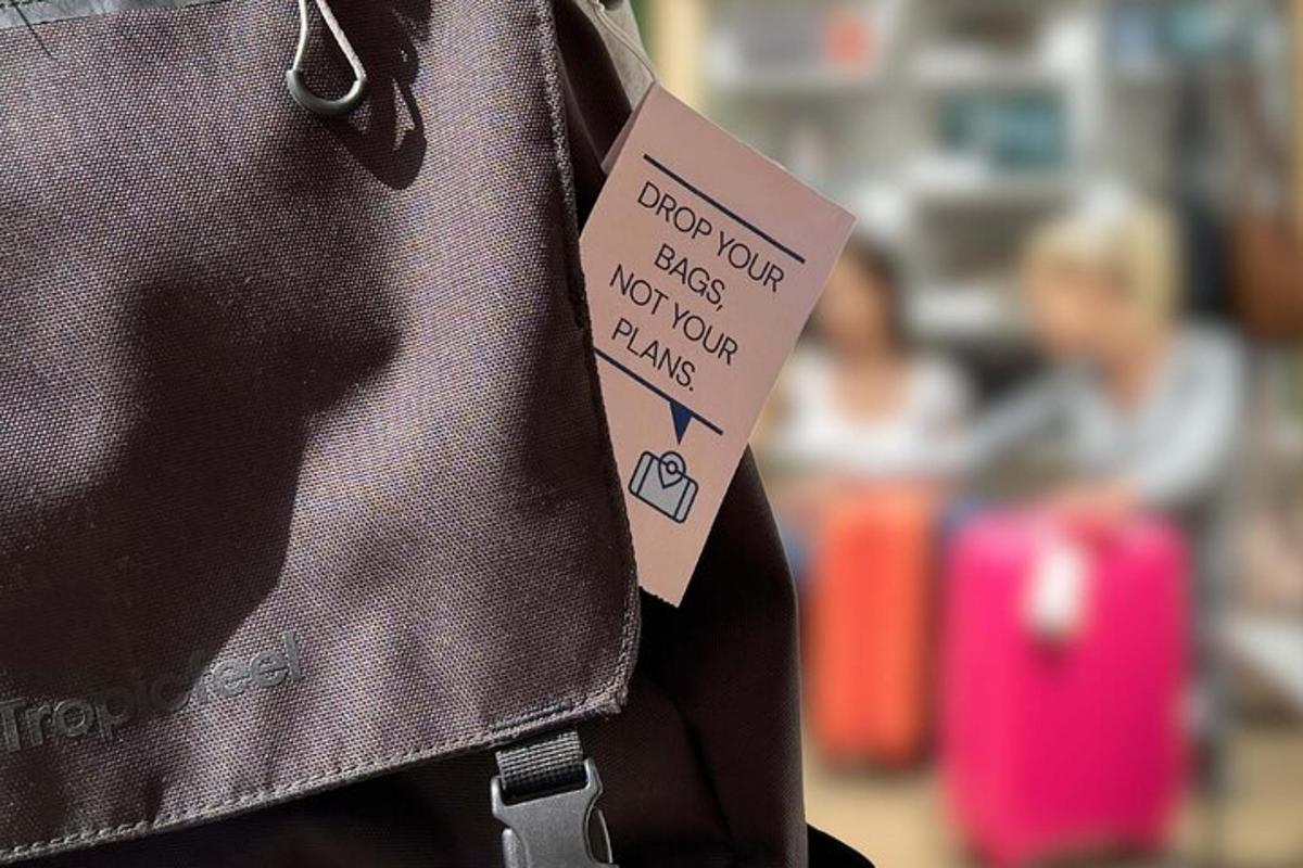 a tag attached to the back of a persons pocket