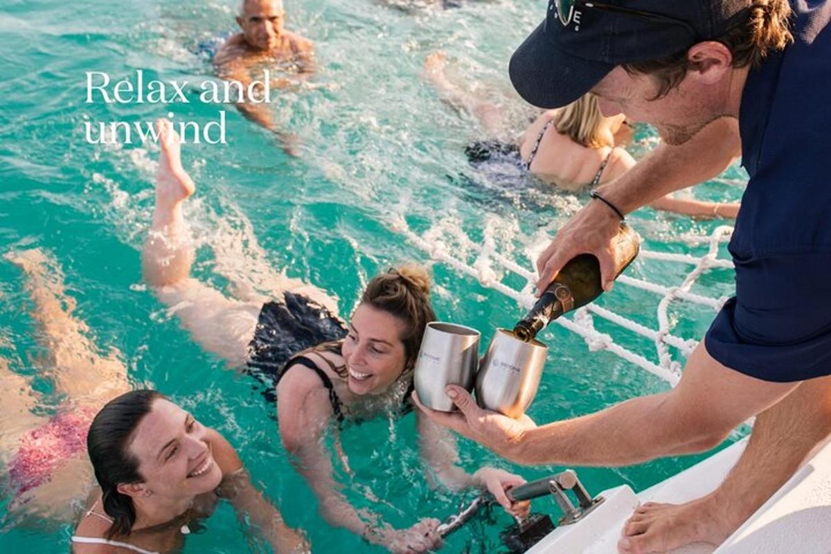 a group of people in the water in a pool