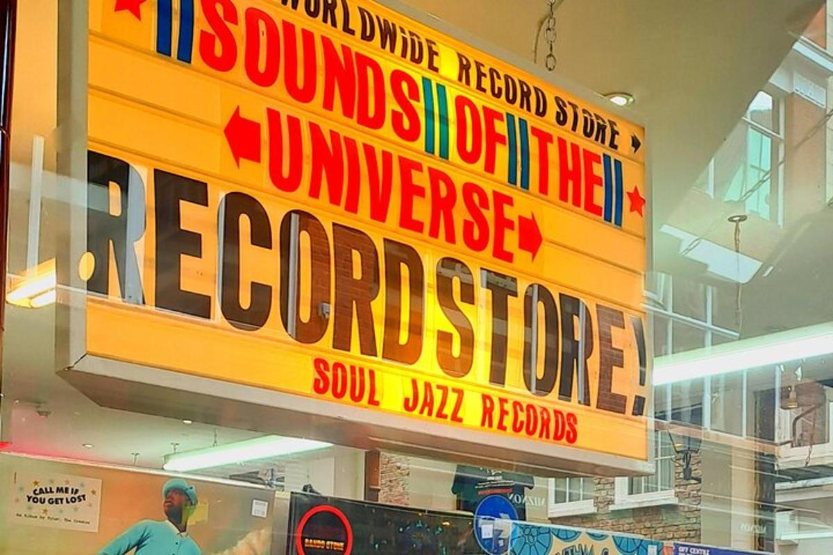 a sign in the window of a store