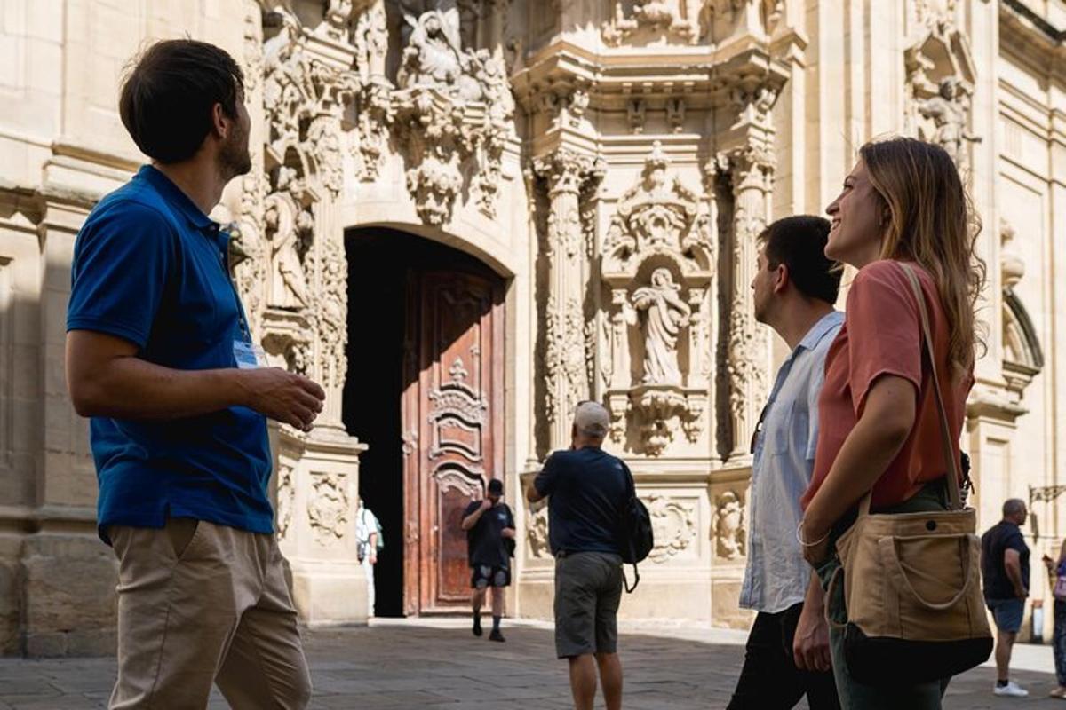a group of people standing in front of a building