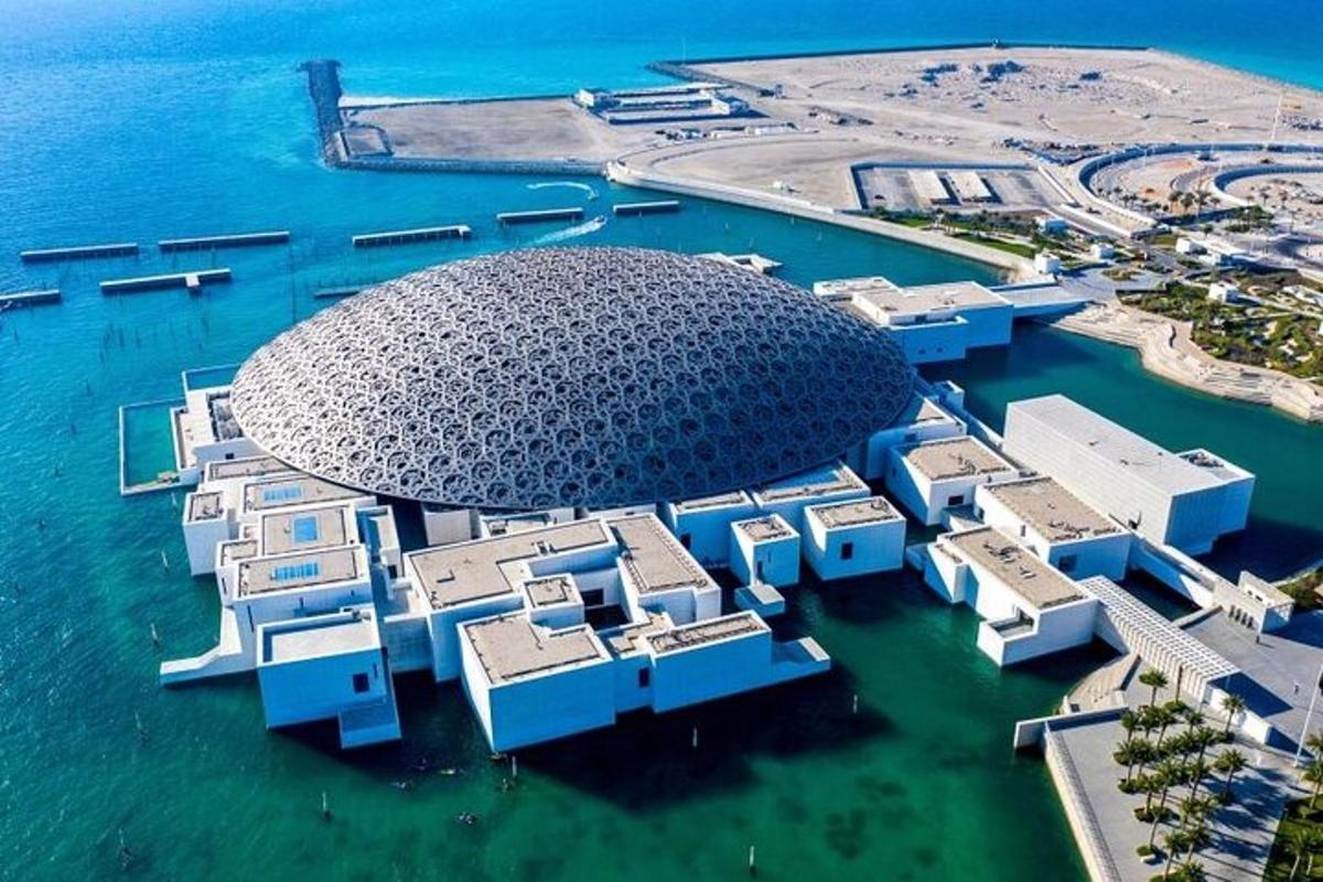 an aerial view of a stadium in the water