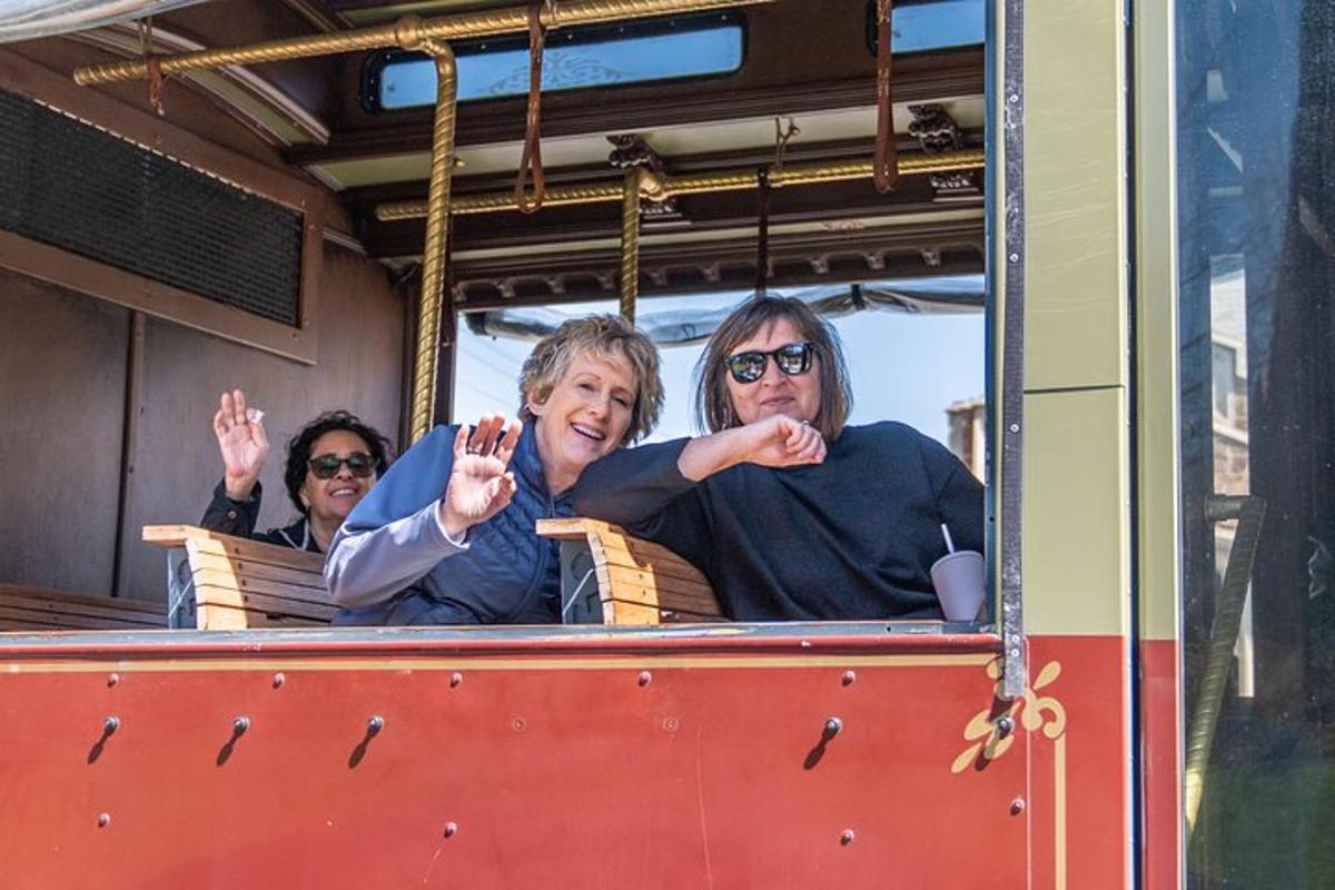 a group of people riding on a train