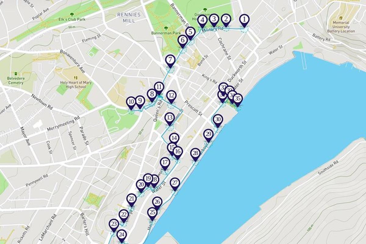a map of a city with circles on it