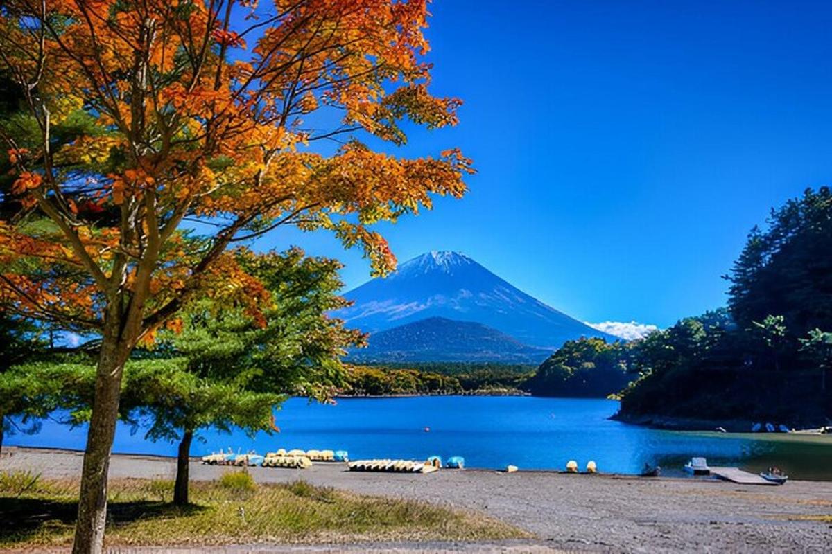 una montagna sullo sfondo di un lago con un albero