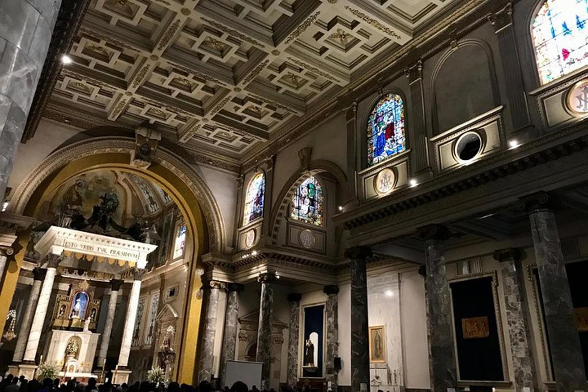 a large church with stained glass windows in it