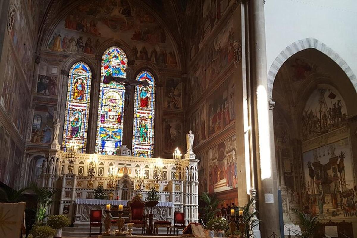 a large church with a stained glass window