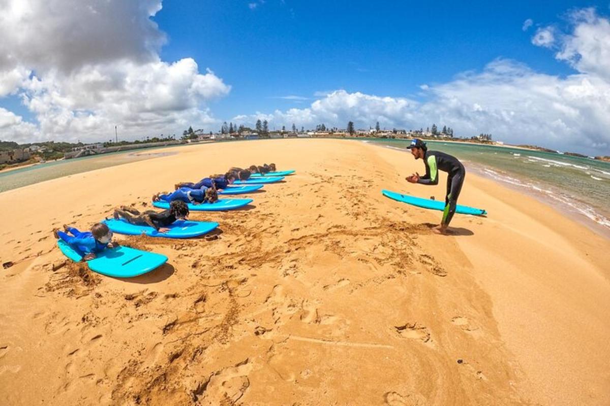 a group of people laying on surfboards on a beach
