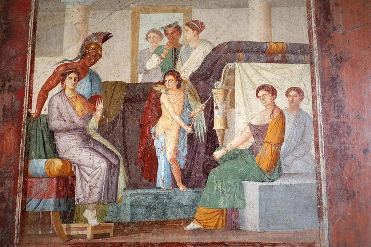 ένας πίνακας με μια ομάδα ανθρώπων σε ένα δωμάτιο