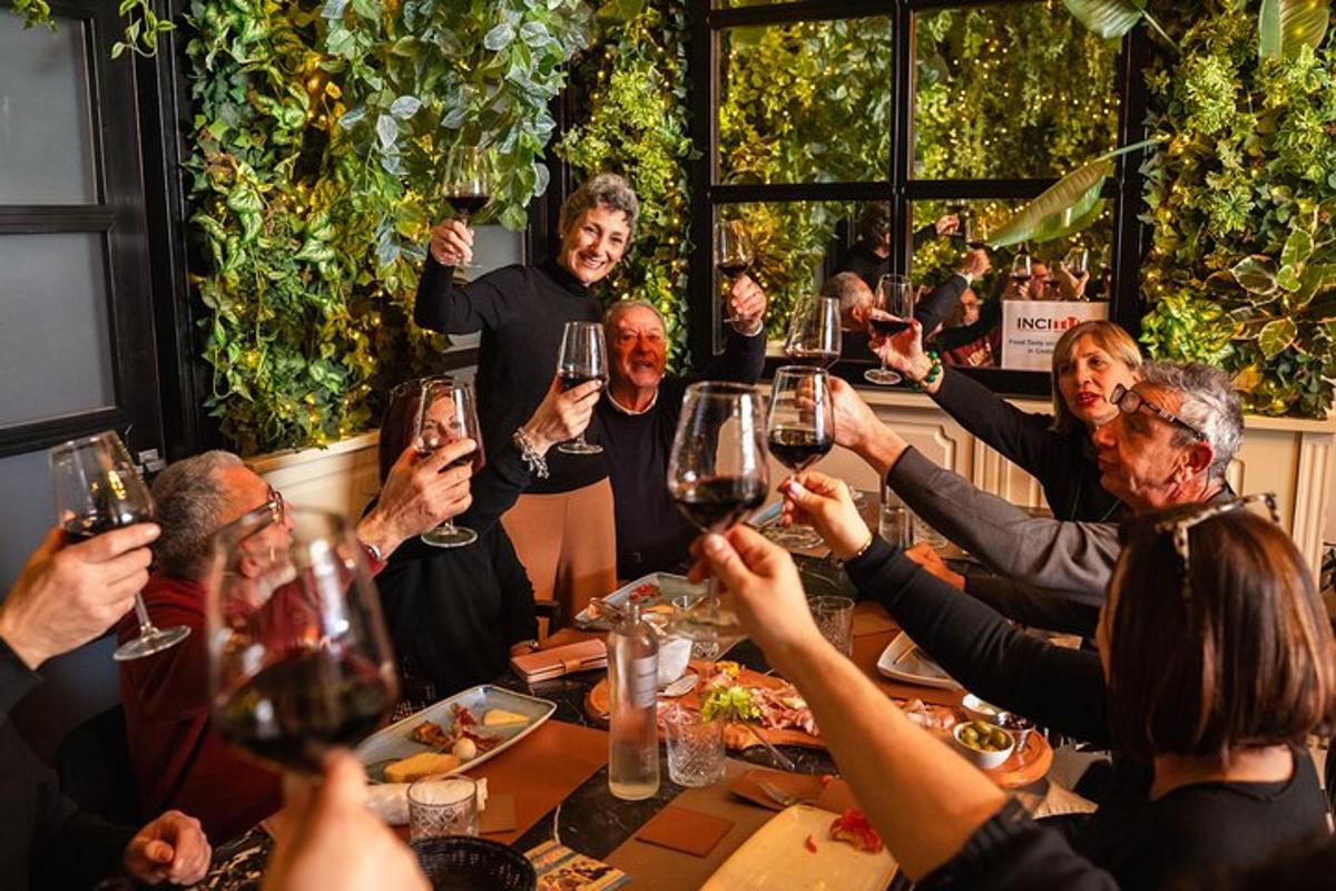 a group of people sitting around a table drinking wine