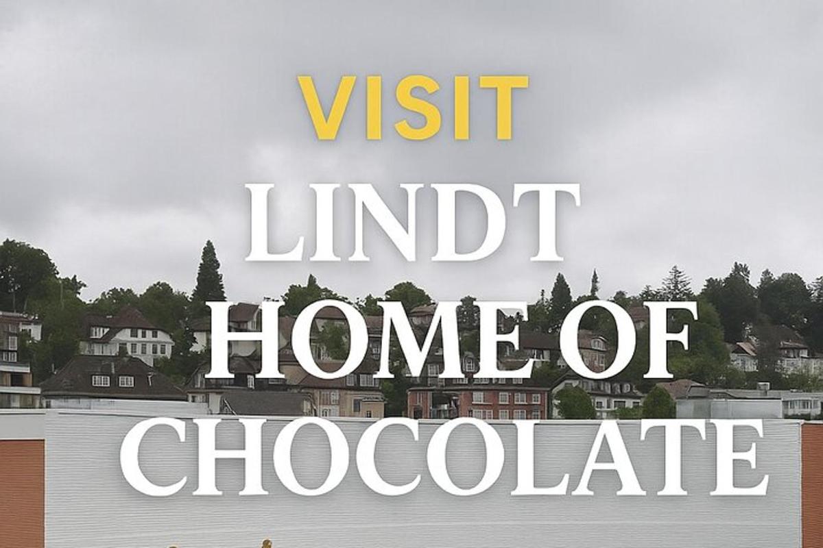 a sign that reads visit lindert home of chocolate