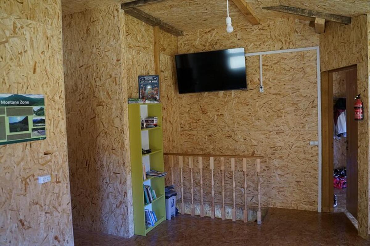 una habitación con una pared con un televisor en la pared