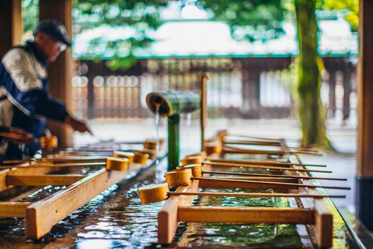 una fila di panche di legno da cui esce l'acqua