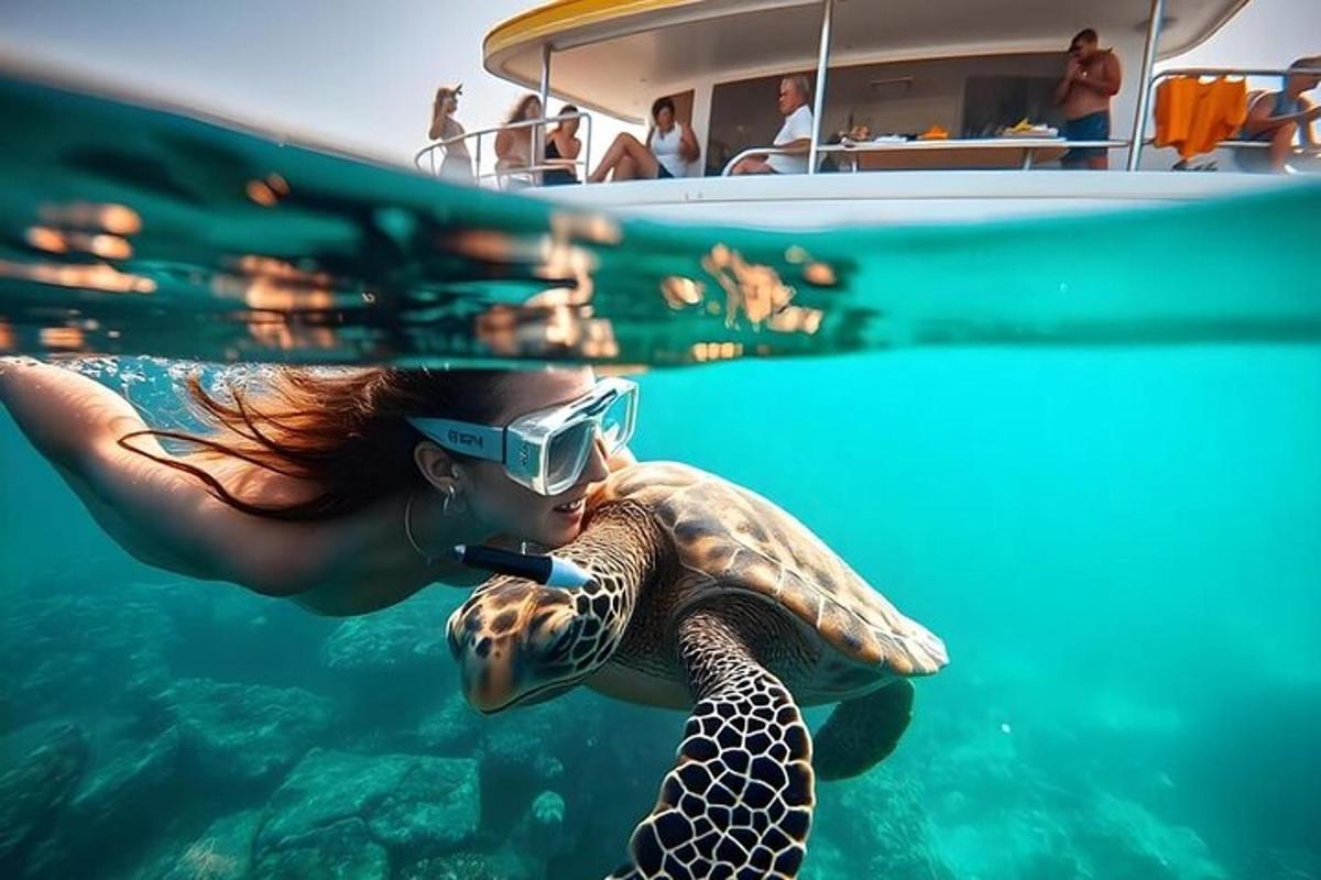uma mulher na água fumando um cachimbo ao lado de um barco