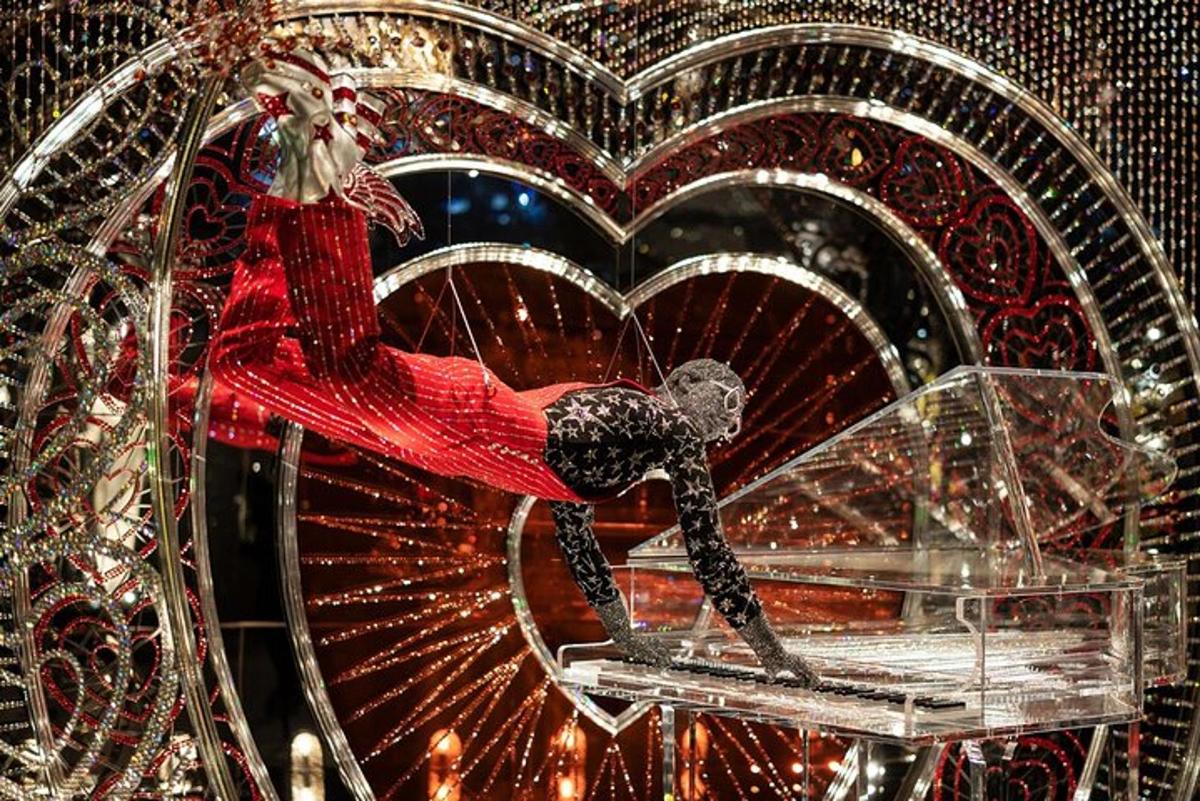 a christmas decoration of a man on a sled