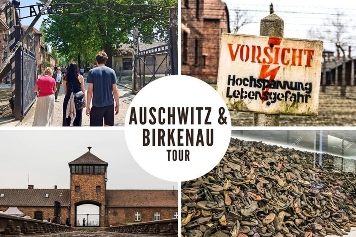 a collage of photos with people walking around a building