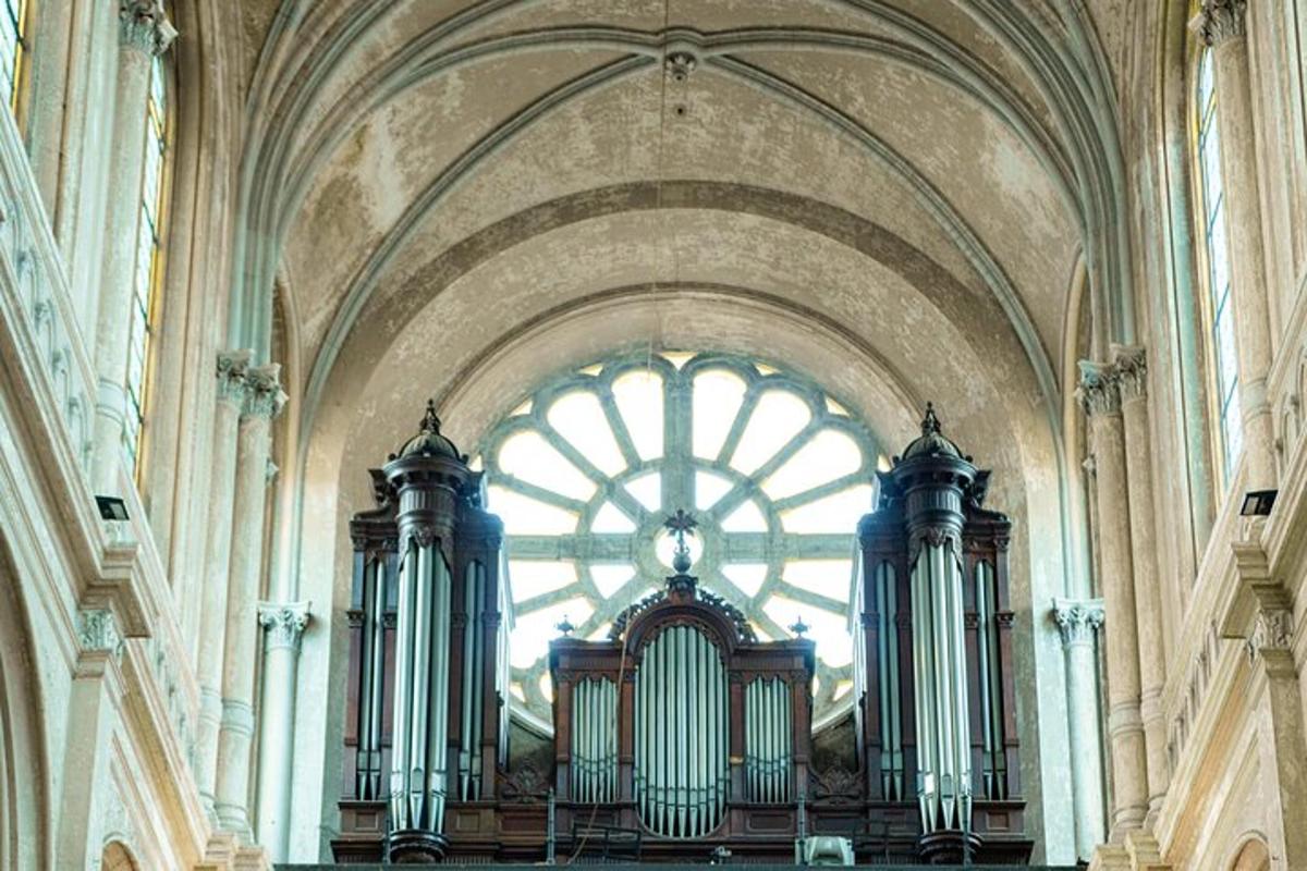 a large room with a large window in a building