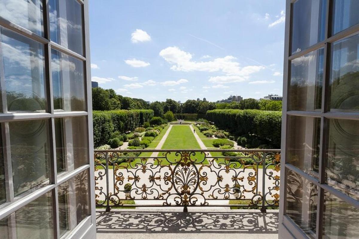 a view of a garden from an open window