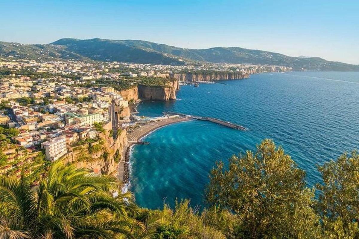 a view of a beach with a city and the ocean