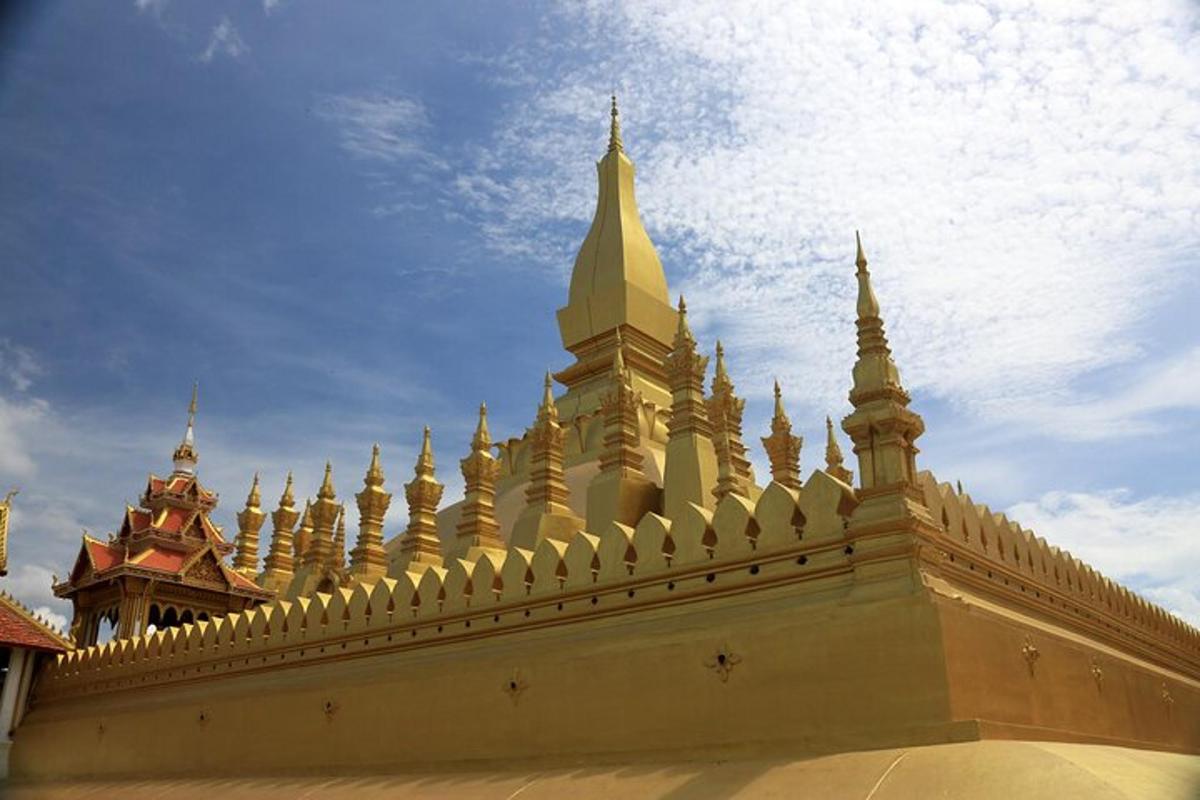 a building with gold spires on top of it
