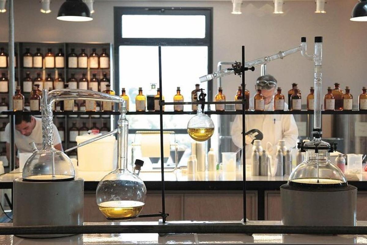 un laboratori amb dos científics al fons