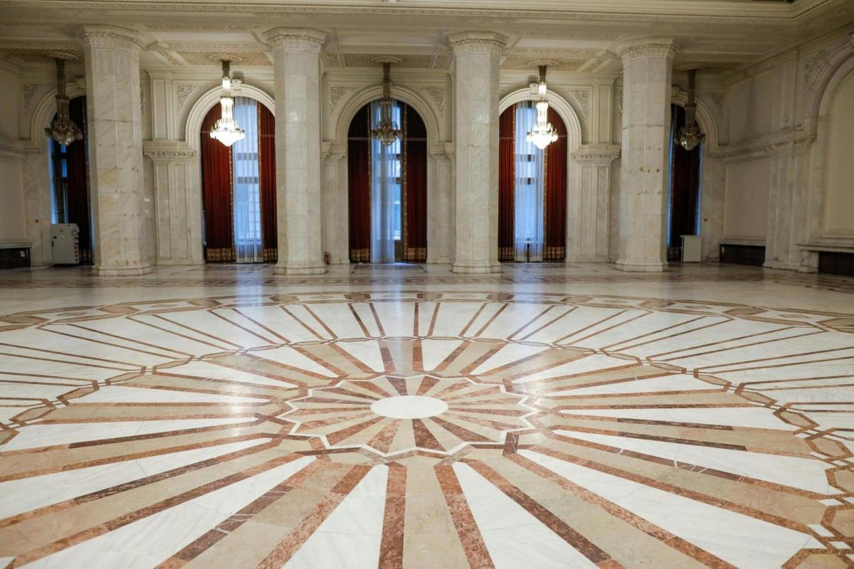 a large room with a large floor in a building