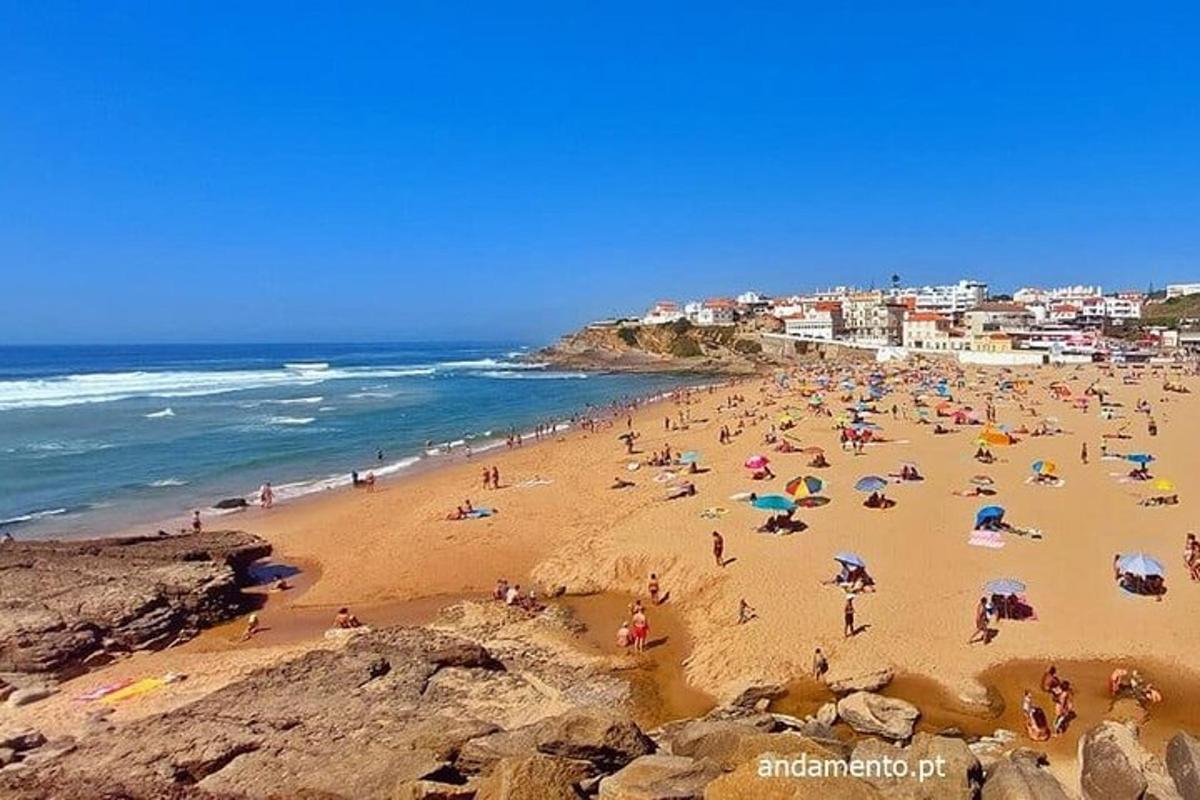 un grup de persones en una platja a prop de l'oceà