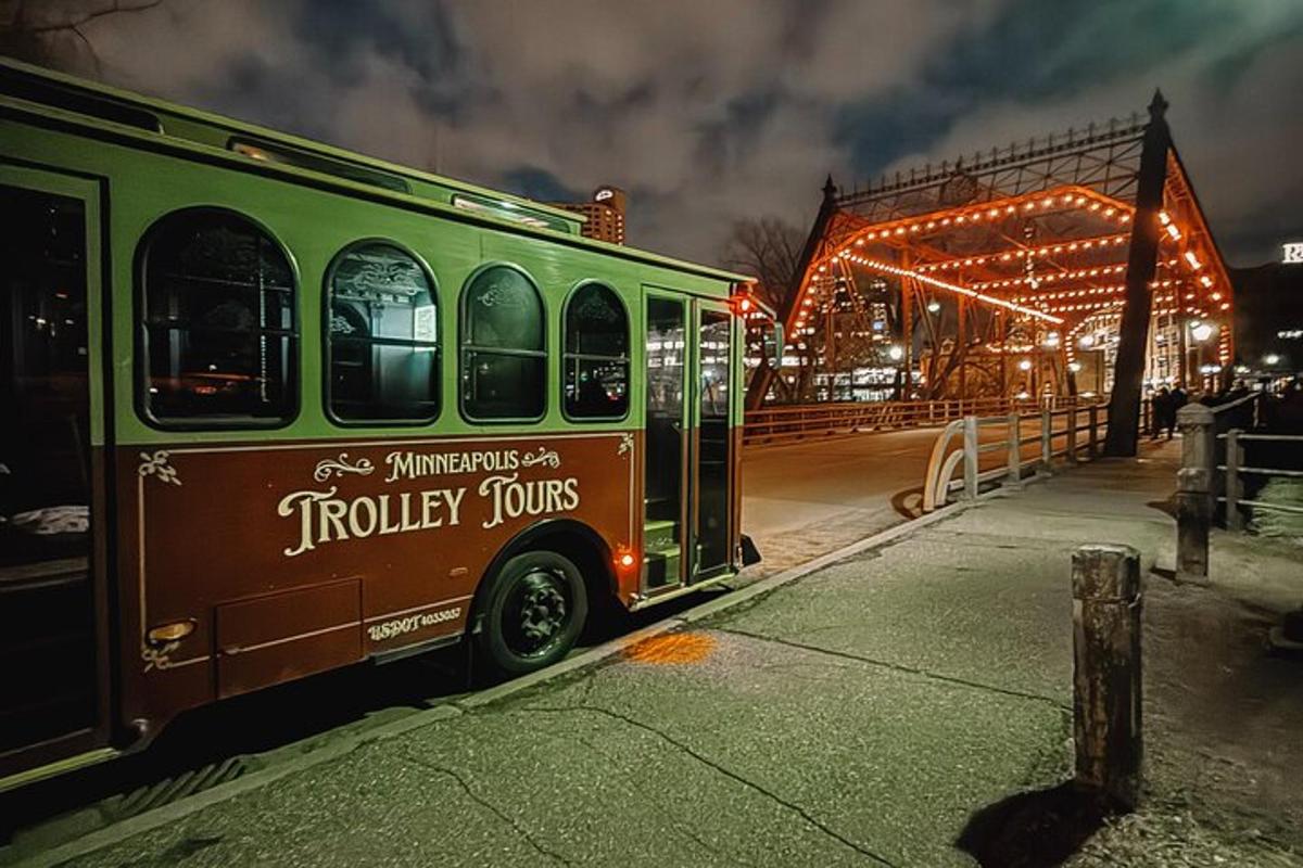 a food truck parked next to a building with lights