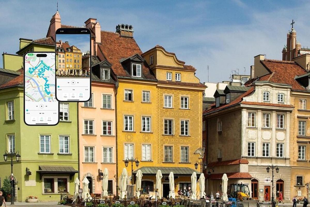 sími sem tekur mynd af hópi bygginga