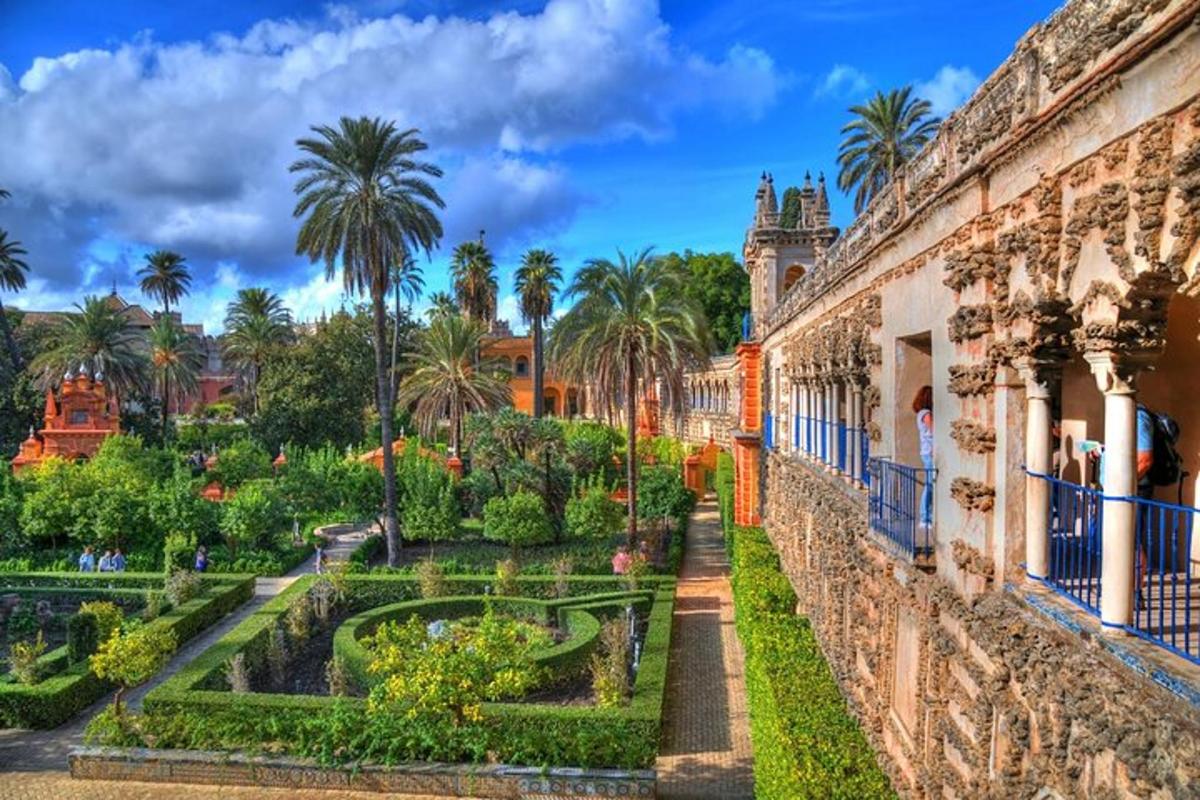 a view of a garden from a building
