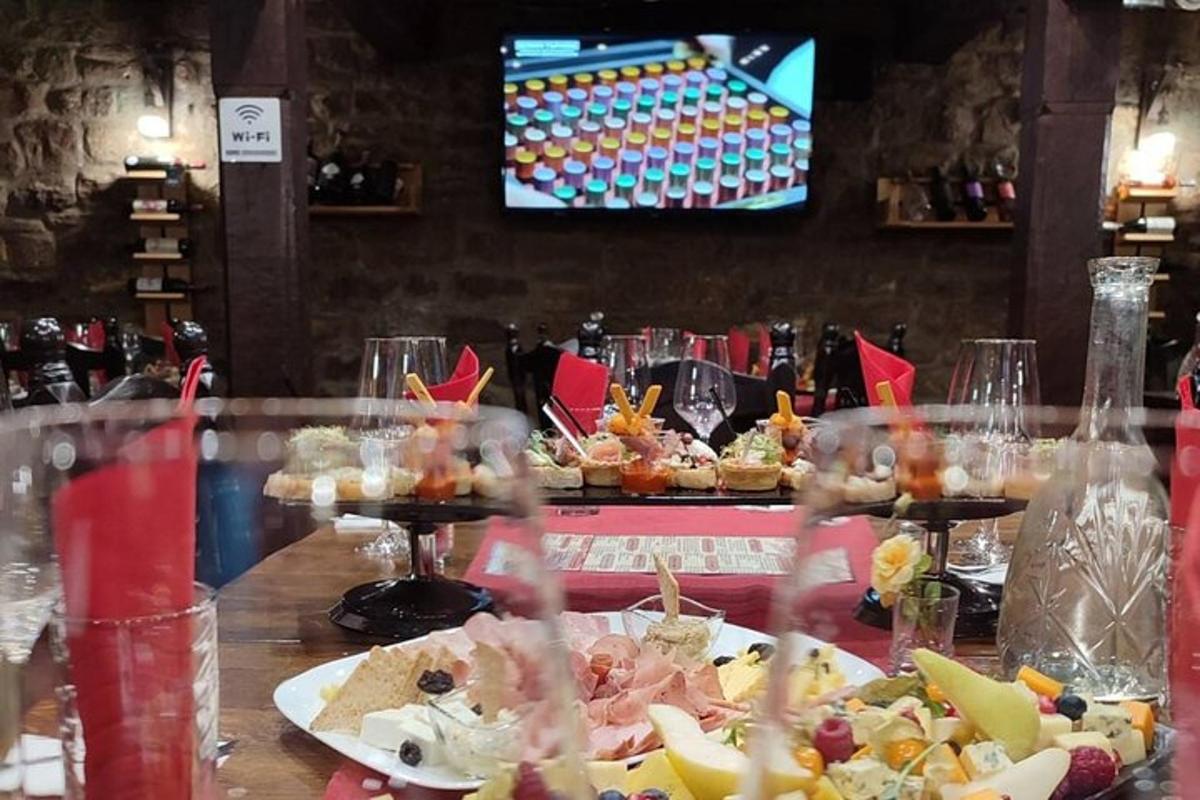 a buffet of food on a table in a restaurant