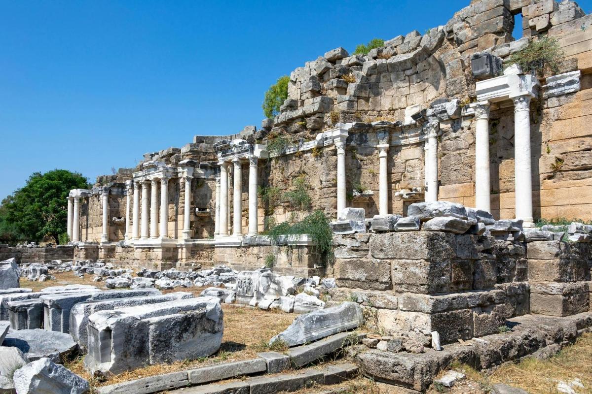 a view of the ruins of the library