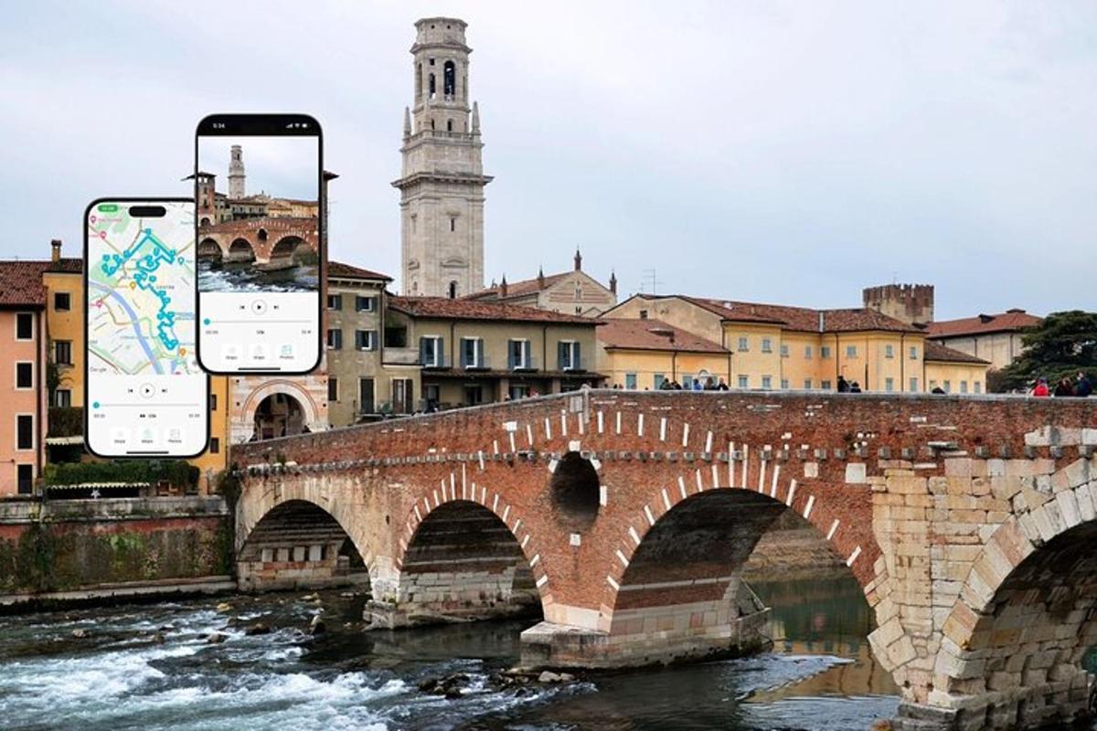 a cell phone taking a picture of a bridge