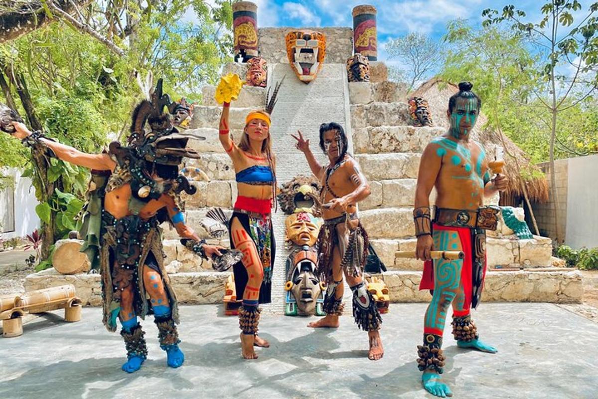a group of people standing in front of a monument